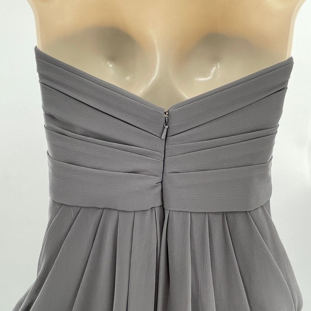 Watters & Watters Gray Strapless Chiffon Draped Formal Cocktail Party Dress 8 - Picture 7 of 9